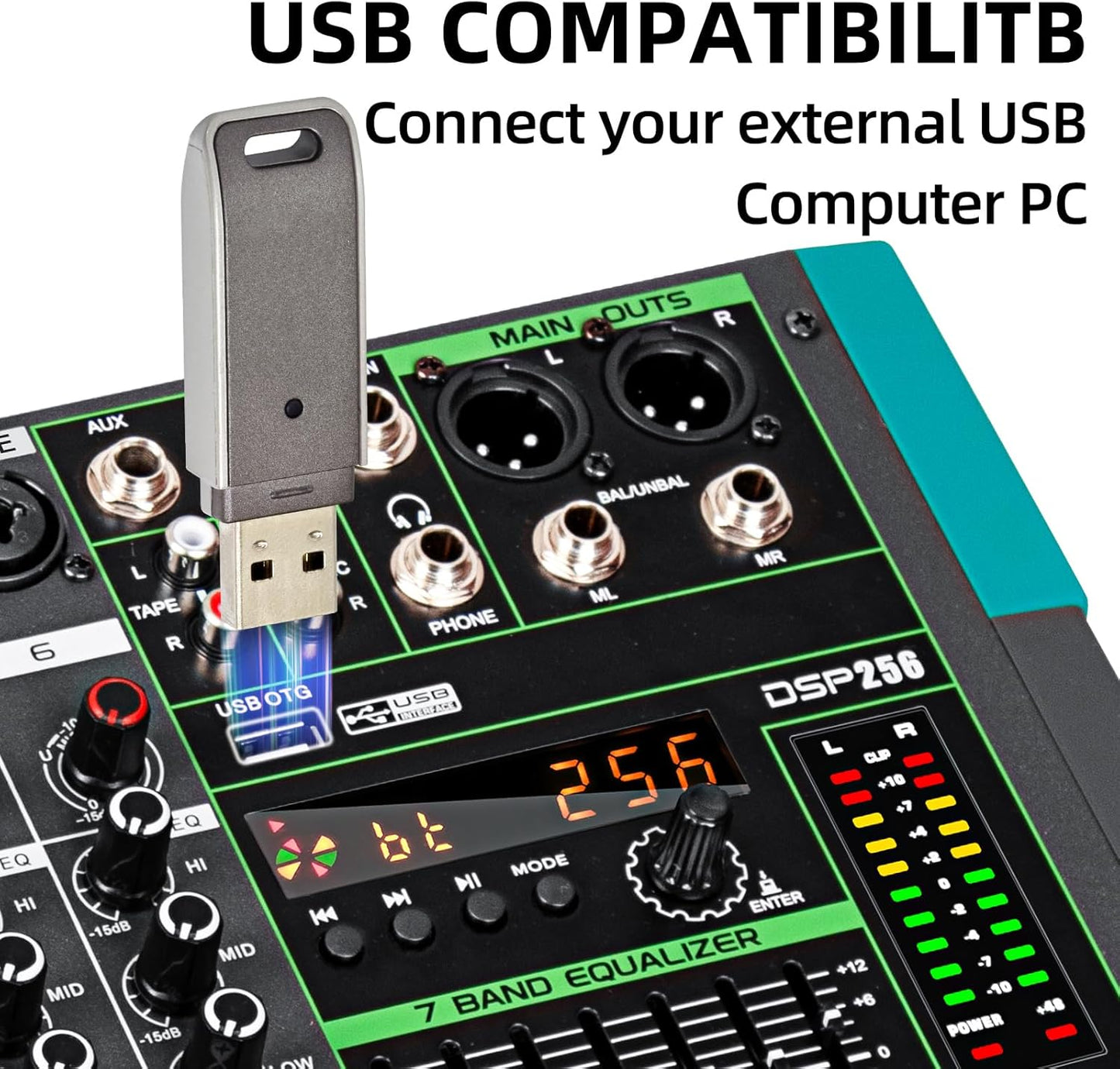 DJ Audio Mixer – Mengpaneel – Mixer – Mengtafel – Geluidsmixer – 6 Kanalen – Bluetooth en USB/MP3 – 256 DSP Effecten