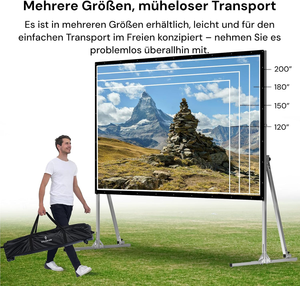 180" Outdoor Camping Draagbare Vouwende Matte White Screen