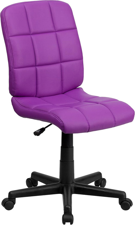 Flash Furniture Mid-Back gewatteerde vinyl draaibare taakstoel, metaal, paars, 58,42 x 55,88 x 22,86 cm