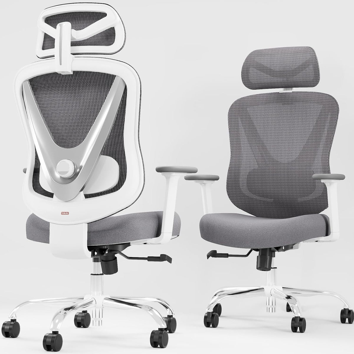 Ergonomische Bureaustoel – Bureaustoel kantoor – Werkstoel – Comfortstoel – Draaistoel – 3D-Lendensteun Verstelbaar – Verstelbare 3D-Armleuningen Wit
