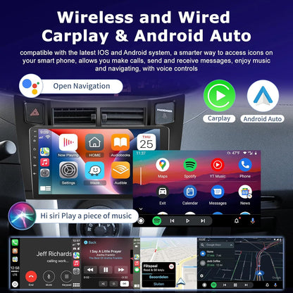 2G+64G Android Car Radio for Toyota Yaris 2005-2011, 9 Inch Touchscreen Bluetooth Radio with Wireless Carplay & Android Auto/WiFi/GPS/EQ/FM RDS Radio+Backup Camera +Mic