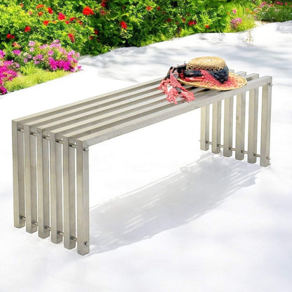 DanDiBo Garden Bench Weatherproof Metal Stainless Steel Solid 115 cm Bench Outdoor Garden 96607 Park Bench - QUORE