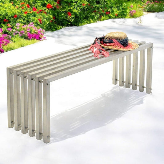 DanDiBo Garden Bench Weatherproof Metal Stainless Steel Solid 115 cm Bench Outdoor Garden 96607 Park Bench - QUORE