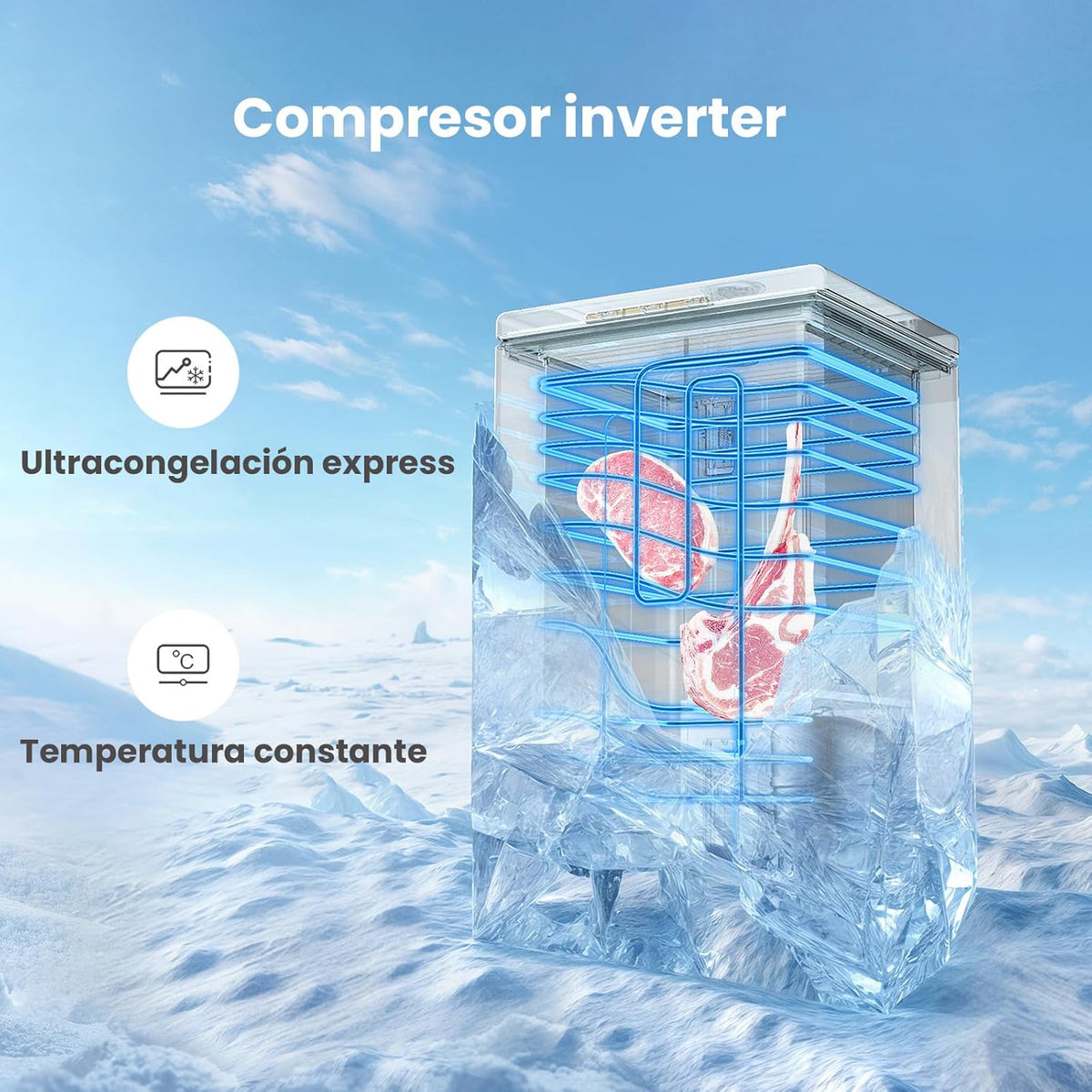 COMFEE RCC102WH2EU(E) Vrijstaande vrieskast, 99 l, om te zetten in vriezer, inverter, 4 sterren, geschikt voor de garage, wit [energieklasse E]