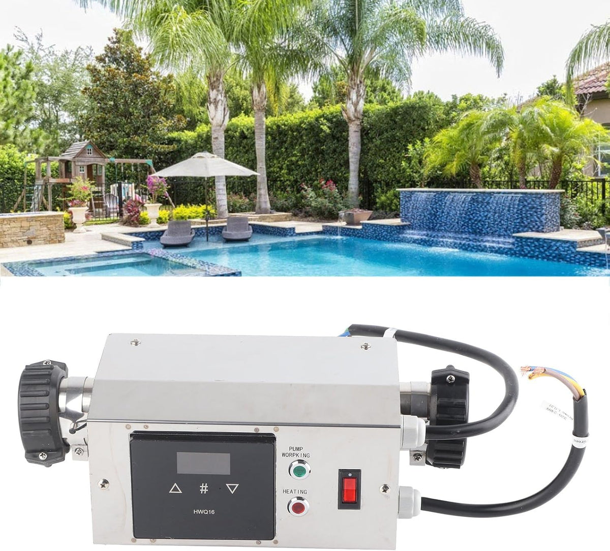 2KW Zwembadverwarmer Digitale Thermostaat voor Zwembad SPA, Roestvrij Staal, Eenvoudige Installatie, 2255 ℃ (Amerikaanse stijl)