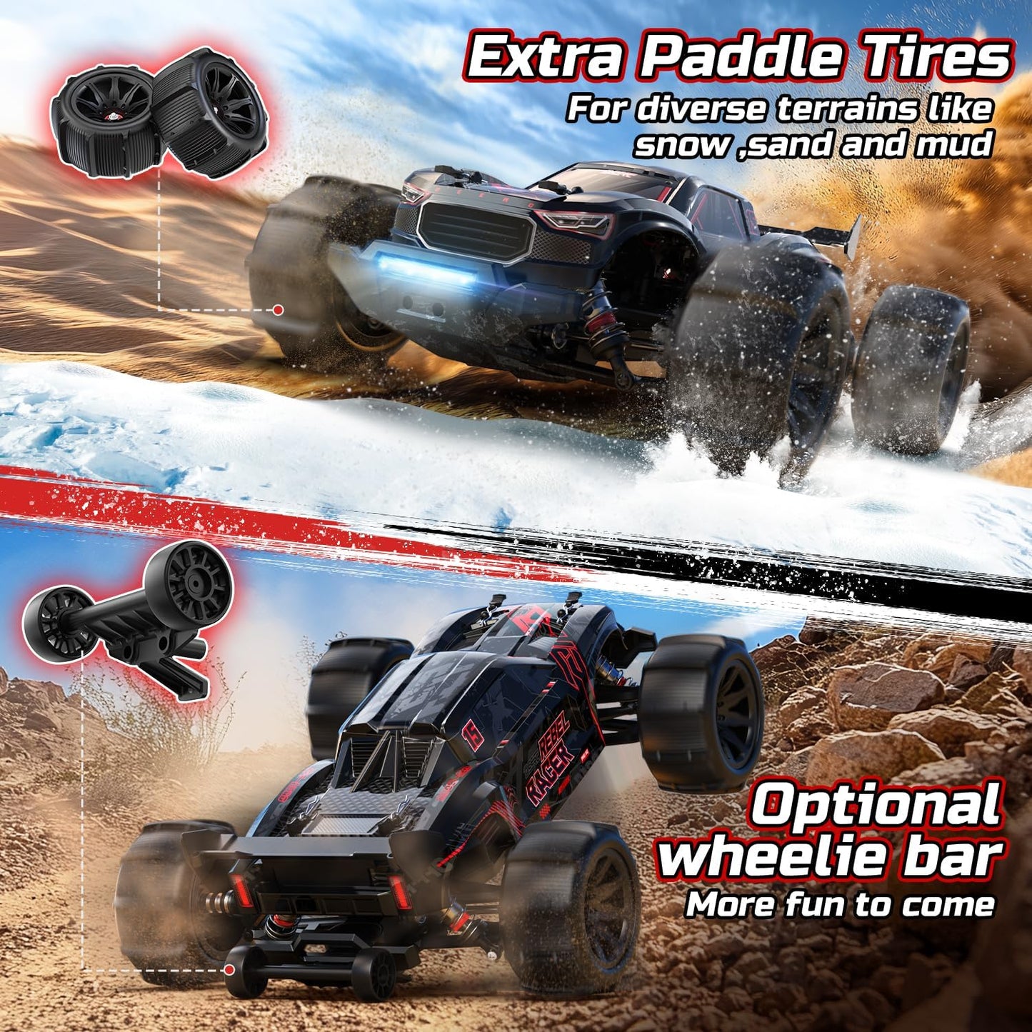 RC Auto 1:14 – Afstandsbestuurbare Auto – Radiografische Auto – Off-Road Auto – Truggy – Borstelloze Motor 75+ Km/U – 4WD Waterdicht
