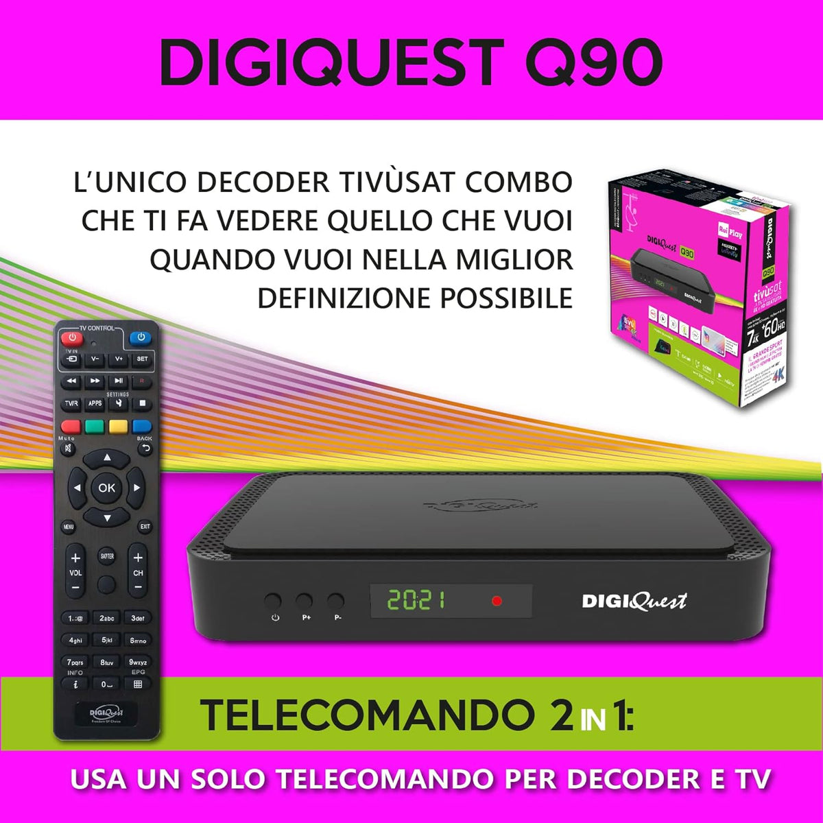 DIGIQUEST Combo 4K Tivâsat, Q90, DVB-T2, DVB-S2 zwart