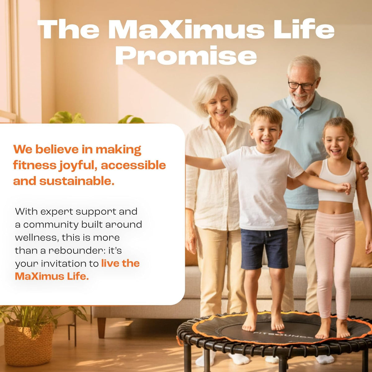 MXL FIT Bounce PRO Bungee Rebounder met T-Bar Handvat - Premium Indoor Mini Trampoline voor Volwassenen Stille Laag-Impact Bounce, Half-Opvouwbaar met Opvouwbare Stalen Poten & Draagtas - 101,6 cm
