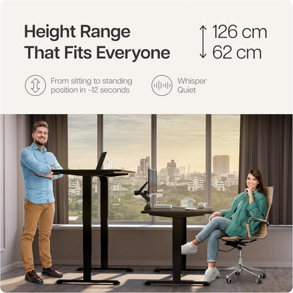 Desktronic HomePro Frame in hoogte verstelbaar bureauframe - elektrisch in hoogte verstelbaar bureau met fluisterstille dubbele motor en touchscreen - hoog draagvermogen - zwart