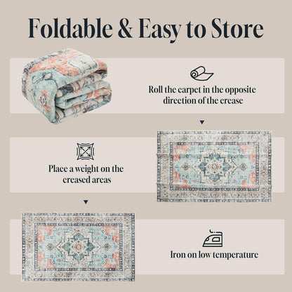 CHOSHOME Wasbare vloerkleden voor woonkamer, slaapkamer, keuken, eetkamer, 200 x 290 cm, oranje-groen