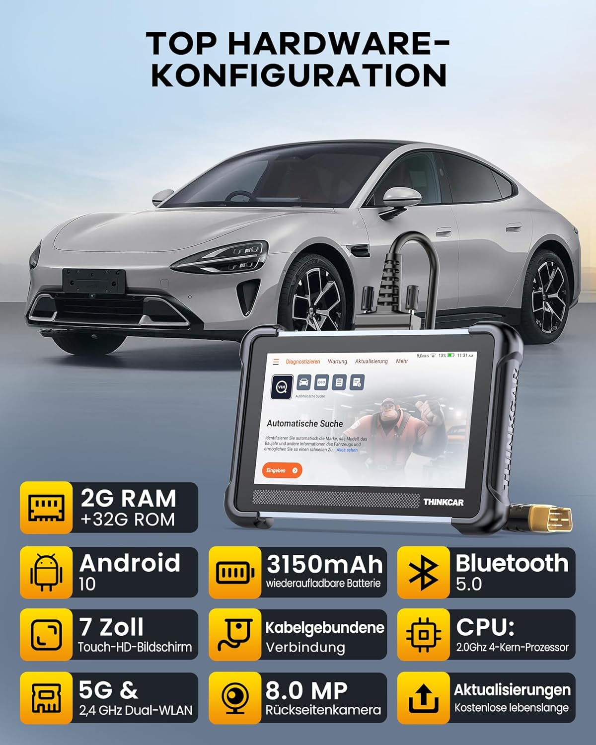 ThinkScan 672 OBD2 diagnoseapparaat, auto met 28+ resetfunctie en volledige systeemdiagnose, uitleesapparaat auto voor actief testen, geavanceerde ECU-codering, bi-directionele bediening, CANFD