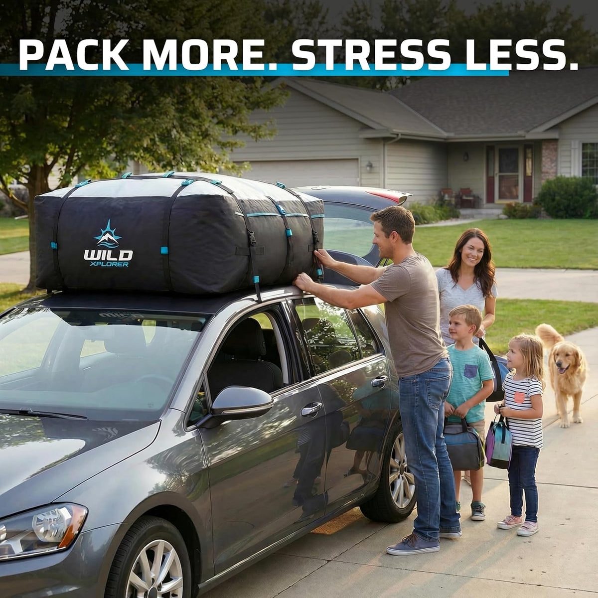 Car Rooftop Cargo Carrier Bag XL: 6 Koffer Universele Auto Top Carrier Zonder Dakdrager - Auto Topper Bagagedrager Waterdicht - Auto Daktas - Bagagerek SUV -6 Haken, Mat, Opslag Dak Cargo Bag