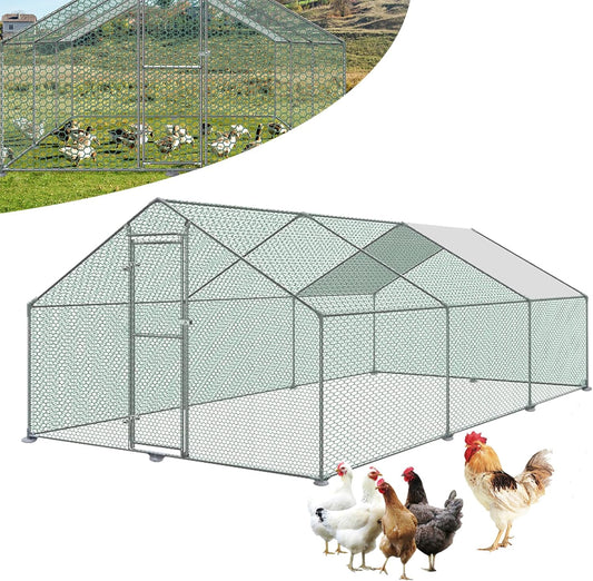Buitenren – Kippenren – Kleindierenren – Ren Voor Kleine Dieren – Buitenhok – Gegalvaniseerd Staal – Waterdicht Zonnescherm 3 x 6 x 2 m