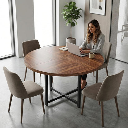 Ronde Eettafel – Ronde Tafel – Eettafel Rond – Kleine Eettafel – Keukentafel Rond – 120 cm Diameter – Industrieel Metalen Onderstel