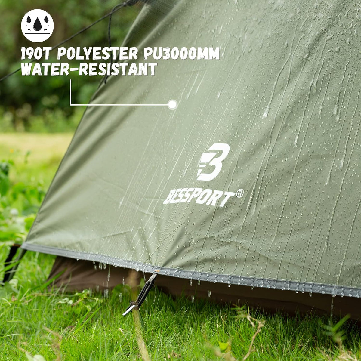 Bessport Tentzeil, waterdicht, 210D campingtent, tarp voor Oxford-doek, grondzeil met draagtas, voor 1-2-3-4 personen, tent, wandelingen, camping, picknick, reizen