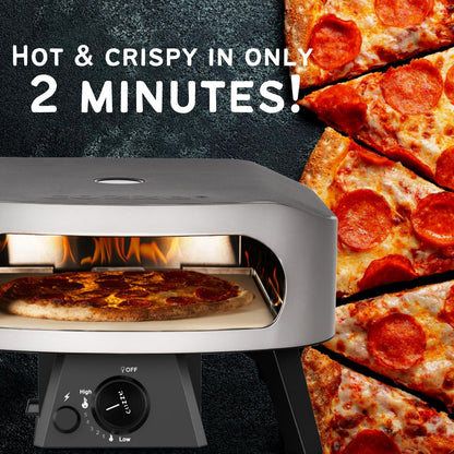 Cozze | 13" CLASSIC Pizza Oven Gas 30mbar | Includes Cordierite Pizza Stone | Automatic Ignition | Thermometer | Compact Design - QUORE