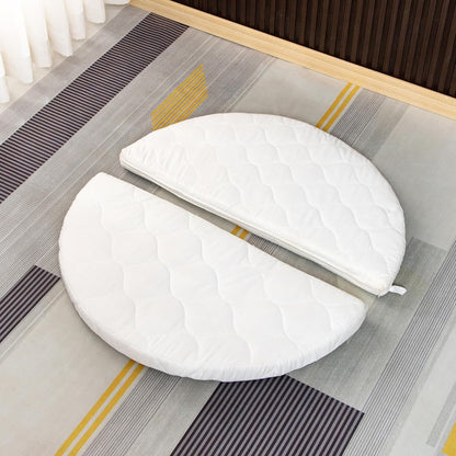 Baby Box – Round Wooden Play Box – Playpen – Includes Mattress – 91x91x85cm – White - QUORE