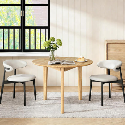 QLLY Ronde Eettafel Massief Houten Eettafel, Keukentafel Houten Tafel, Platte Poten (Natuurlijk, 80cm / 31.49")
