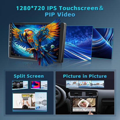 Inefala 8core 4+64GB Android 15 autoradio 2 Din ingebouwde Qualcomm Snapdragon-chip, draadloze CarPlay en Android Auto, 10" touchscreen radio met GPS, WiFi, Bluetooth RDS/FM, achteruitrijcamera en MIC