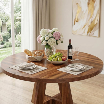Ronde Eettafel – Eettafel Rond – Eettafel Hout – Keukentafel – Tafel Voor 4 Personen – 120 cm Diameter – Robuust Houten Blad