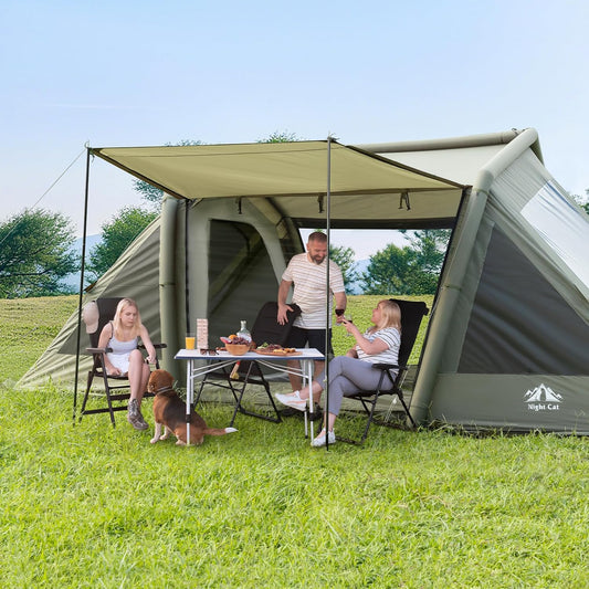 Night Cat Tunneltent Opblaasbaar Families: Camping 6 8 Personen Waterdicht Groot met Wintervast Glamping 2 Cabines Quick Outdoor XXL Auto Licht
