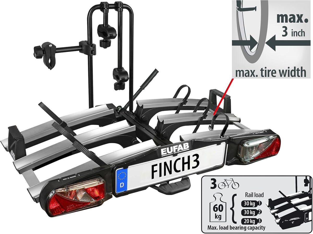 Fietsendrager – Fietsenrek – Trekhaakdrager – Bike Rack – Fietsdrager 3 Fietsen – Aluminium Rails – Inklapbaar met Voetbediening