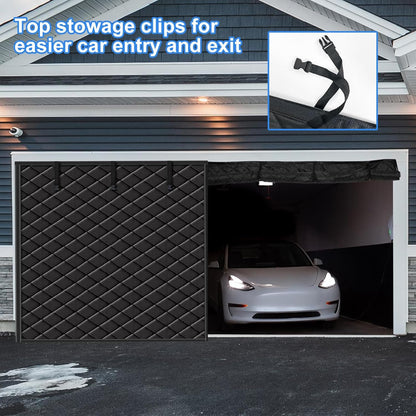 Garage Magnetisch thermisch geïsoleerd deurgordijn, garagedeurgordijnen, koud en waterdicht, winddicht en warmte-isolerend, Oxford stof, deurscherm isolatie afdekking voor de winter (zwart, 490 x 215