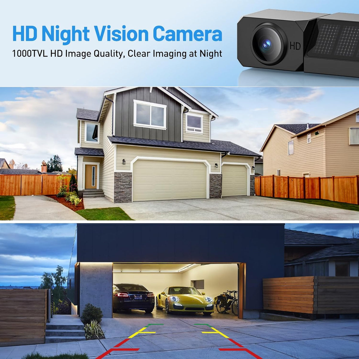 Draadloze achteruitrijcamera, 5 inch digitale achteruitrijcameraset, 1080P monitor, met ingebouwde draadloze zender, draadloze parkeerhulp, IP66 waterdichte achteruitrijcamera's voor auto, vrachtwagen