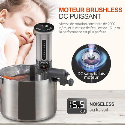 KitchenBoss Vacuümkoker, 1100 W, IPX7, waterdicht, onderdompelcomputer voor het fornuis, instelbare thermostaat voor een nauwkeurige temperatuurregeling