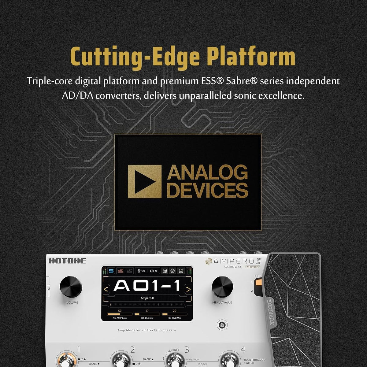 HOTONE Multi-Effect Pedaal Dual Effect Chain Gitaar Ampli Modellering Bass Simulatie IR Cabine Simulatie met FX E/S Loop Expressie Pedaal MIDI Audio Interface USB OTG Stereo Ampero II