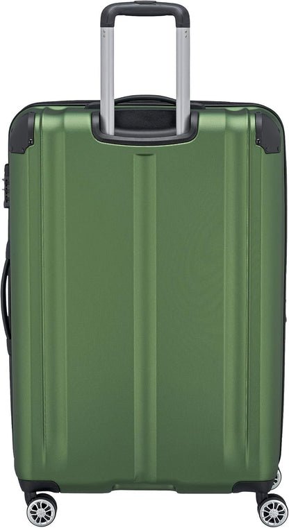 Travelite Koffer met 4 wielen L met TSA-slot+uitbreidingsvouw, bagageserie CITY: robuuste hardshell trolley met krasbestendig oppervlak, 073049-80, 77 cm, 113 liter (uitbreidbaar tot 124 L), groen