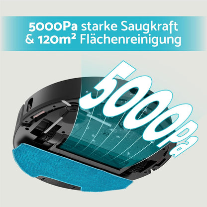 Zuig- en dweilrobot – Robotstofzuiger – Automatische schoonmaker – Dweilrobot – Robotwisser – 5000 Pa Zuigkracht – LDS Navigatiesysteem