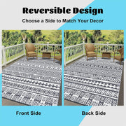 Buiten Vloerkleed - Buitenkleden - Buitentapijt - Opvouwbaar - UV-bestendig - Waterdicht - Omkeerbaar - Buitenmatten - voor Buiten - Balkon - Strand - Picknick -Terras - Rechthoekig - 240 x 300 cm - Grijs