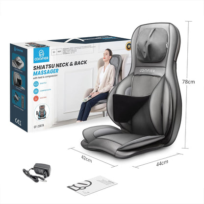 Massagestoelkussen – Massagekussen – Shiatsu Stoelkussen – Rugmassager – Nekmassagekussen – Verstelbare Nekmassage – Warmtefunctie Met 3 Massagezones