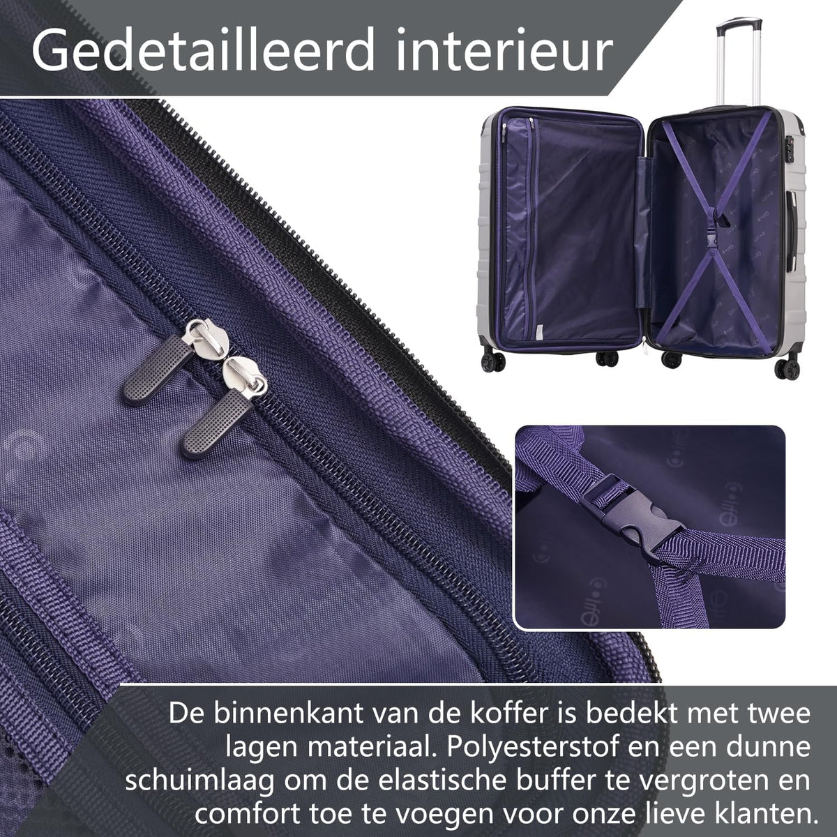 COOLIFE Reiskoffer hardshell koffer Grote Inchecken Uitbreidbare Koffer Bagage Lichtgewicht Reiskoffer incl. TSA-slot trolley bagage rolkoffer 4 wielen ABS harde schaal (Meer Blauw, 77cm-93L)