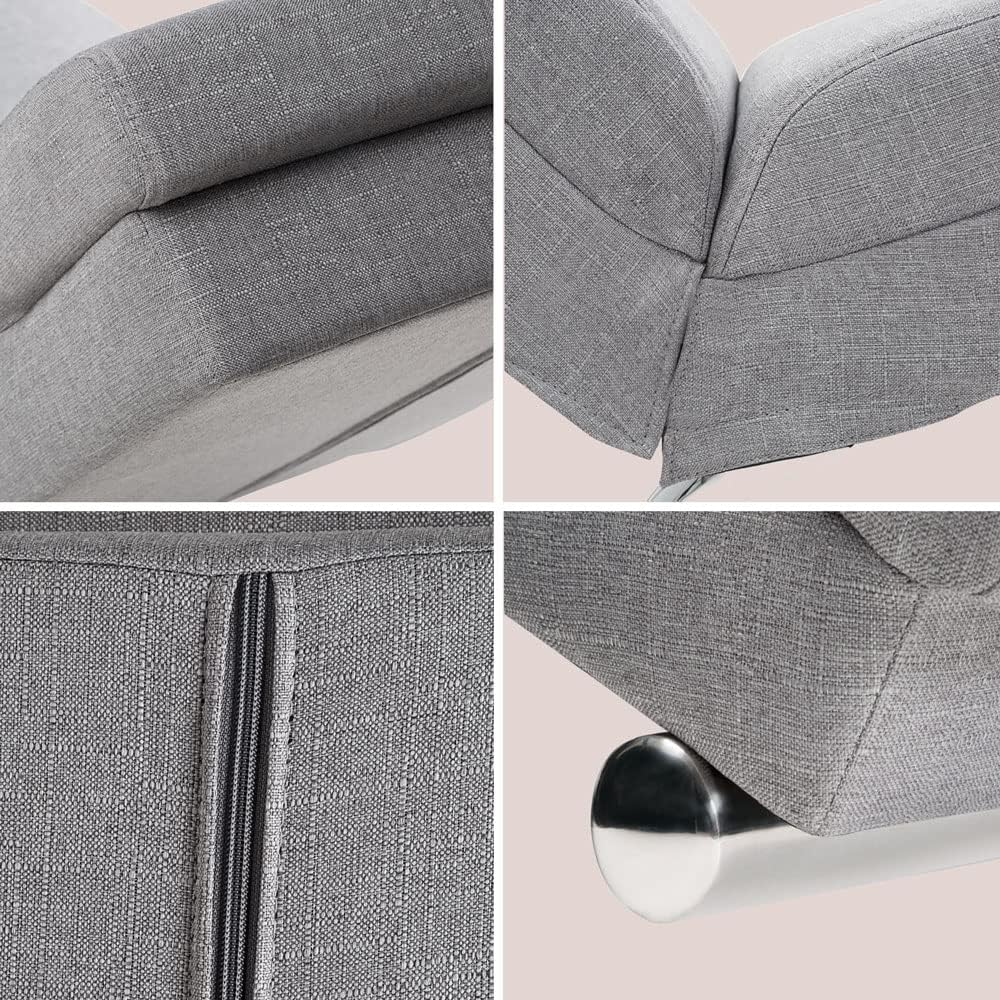 Casaria® Relax Chair XXL London 186 x 89 x 55 cm Ergonomic Fabric Lined 180 kg Load Capacity Living Room Office Indoor Chaise Longue Relax Chair Reclining Chair Grey - QUORE