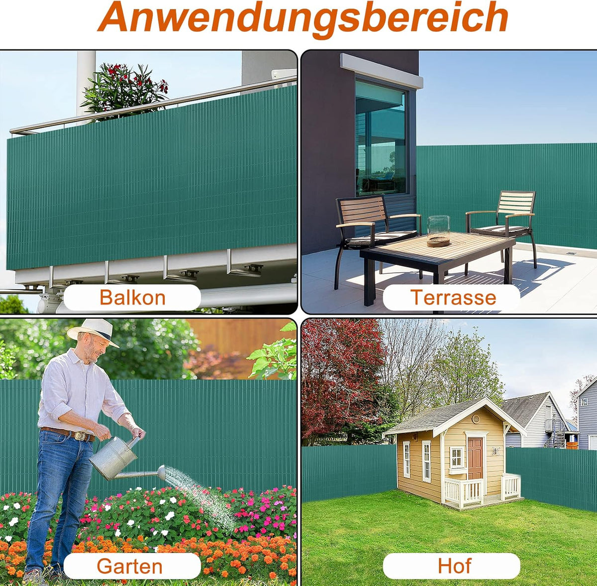 Balkon Scherm – Balkon Afscherming – Privacy Scherm – Tuinscherm – Balkon Border – Weerbestendig PVC – Versterkte Latten 9x1,6 m Groen