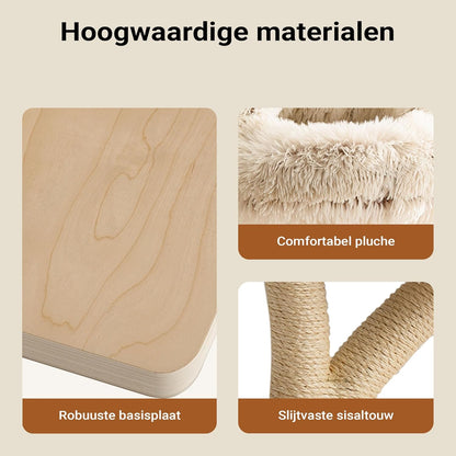 Krabpaal – Kattenboom – Krabmeubel – Klimpaal – Kattenmeubel – 130 cm Hoog – Sisal Met Pluche Ligvlakken
