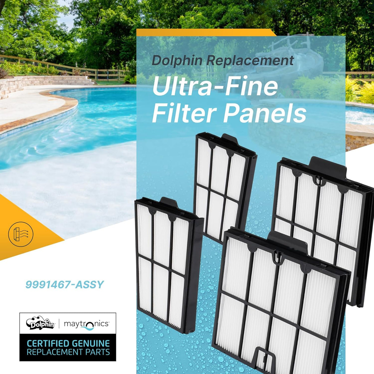 Dolphin Genuine Replacement Part — Ultra-Fine Filter Panels (4PK) — Part Number 9991467-ASSY
