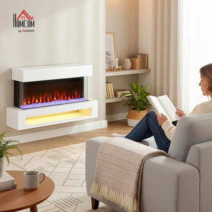 Elektrische Haard – Open Haard – Wandhaard – Sfeerverwarming – Decoratieve Haard – 2000W Vermogen – 11 Vlamkleuren & 10 Kristalopties