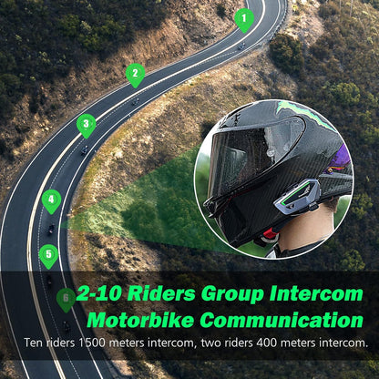 Motorfiets Bluetooth Headset Helm Intercom FreedConn FX Motorfiets Communicatie Systeem Intercom/Voice Assistant Trigger/Boom & Soft Mic voor Alle Soorten Helmen Zilver (2 Pack)