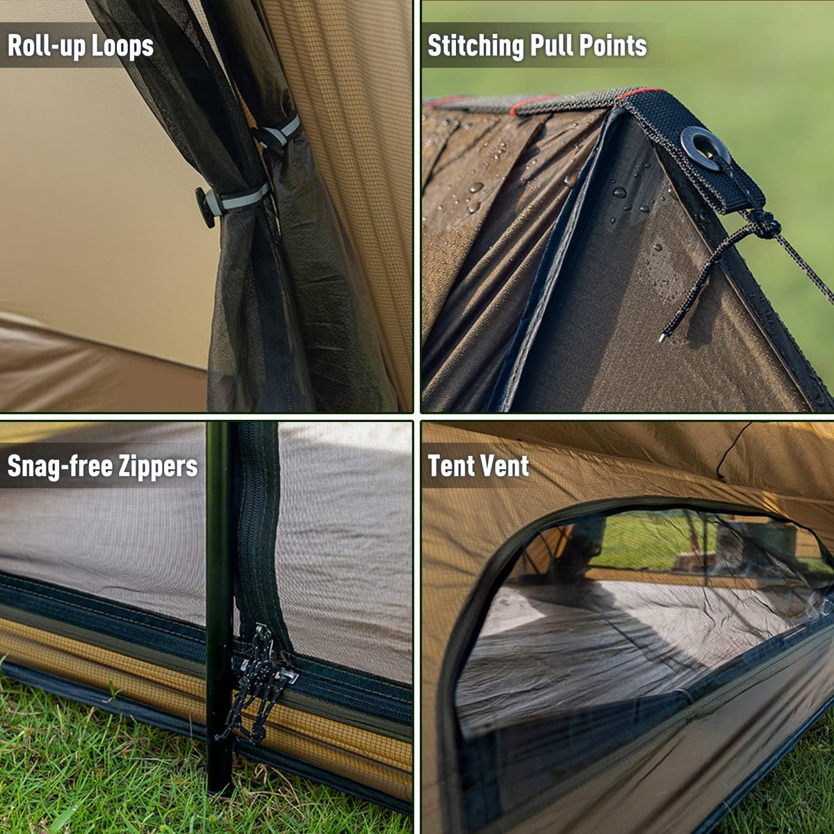 POMOLY Camping Hot Tent Bushcraft Tent, STOVEHUT 70 3.0 Shelter met 4 palen voor 1-2 personen wandelen, backpacken
