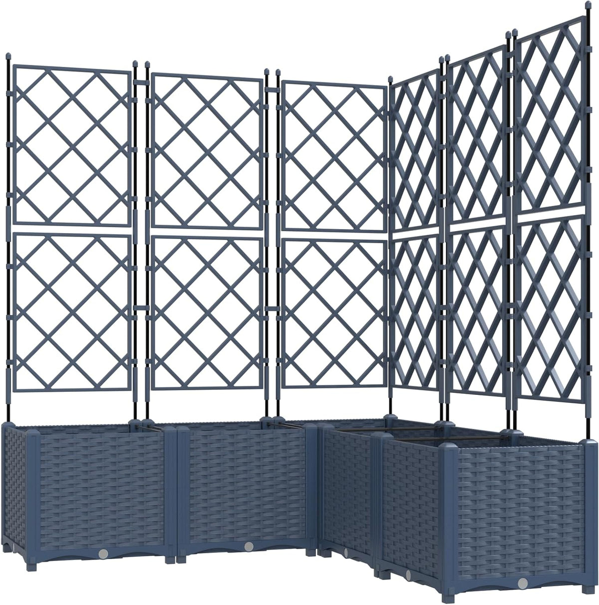 vidaXL Garden Planter with Trellis 5 pieces Grey 120x120x143cm - QUORE