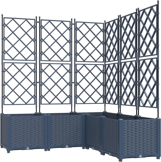 vidaXL Garden Planter with Trellis 5 pieces Grey 120x120x143cm - QUORE