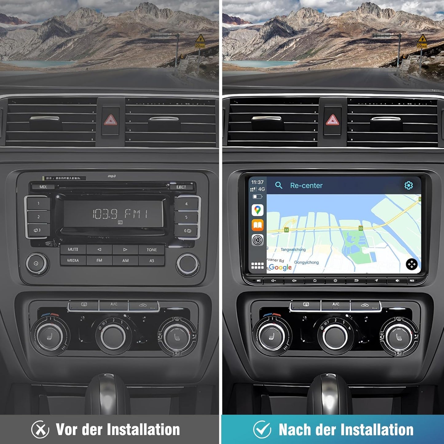 Autoradio – Multimedia Systeem – Autostereo – Infotainment – Radio – Android 13 – 9 Inch Touchscreen – Draadloos CarPlay & Android Auto