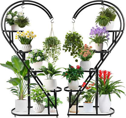 Plantenstandaard – Plantenrek – Bloemenrek – Bloemenstandaard – Plantenhouder – 5 Etages Hartvormig – Gepoedercoat Metaal – Voor Binnen En Buiten