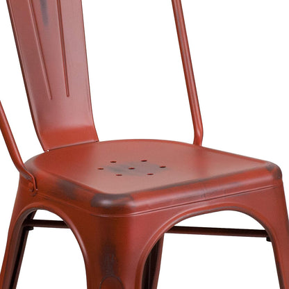Flash Furniture Blake Commercial Grade 4 Pack noodlijdende Kelly rood metaal indoor-outdoor stapelbare stoel