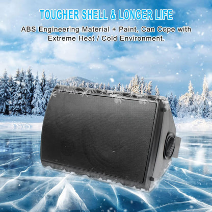 Herdio 6,5 inch Bluetooth buitenluidsprekers – luidspreker 800 W – buitenluidspreker met bron stereo versterkerbox, ideaal voor terras, tuin, veranda (4 zwart)