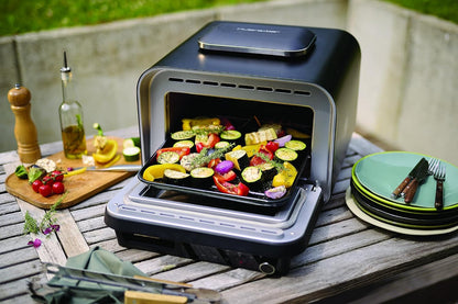 riviera&bar Pizzaoven met Airfryer functie – Compacte elektrische oven 1800W, 20L capaciteit – Digitaal display – Voor binnen & buiten gebruik – Inclusief accessoires – Zwart