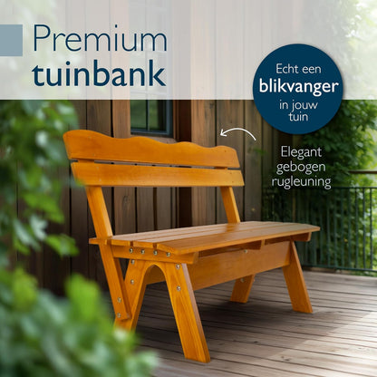 Beautissu Houten Tuinbank Weerbestendig 2 Personen 120 cm breed – Massief Hout Gelakt – Duurzaam Robuust Tuinbank Hout voor Balkon Terras Serre of Tuin – RD
